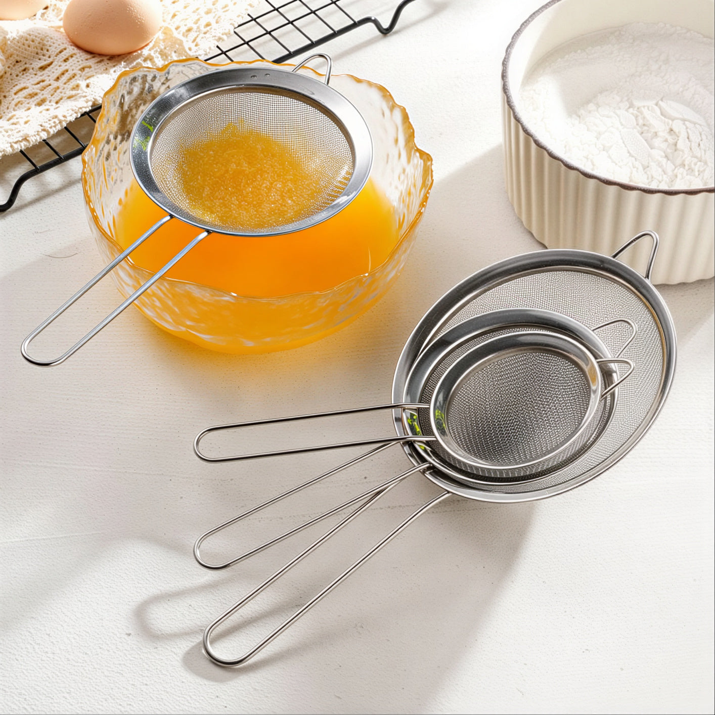 Strecurătoare de Bucătărie 3/set, din Inox 23x10cm, Diferite Dimensiuni Engros