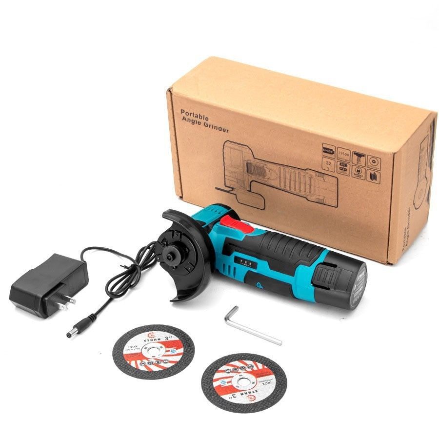 Mini Polizor Unghiular 20cm, 12V, 750W, 19500 rpm, 2 Discuri 76 mm cu 2 Acumulatori Engros