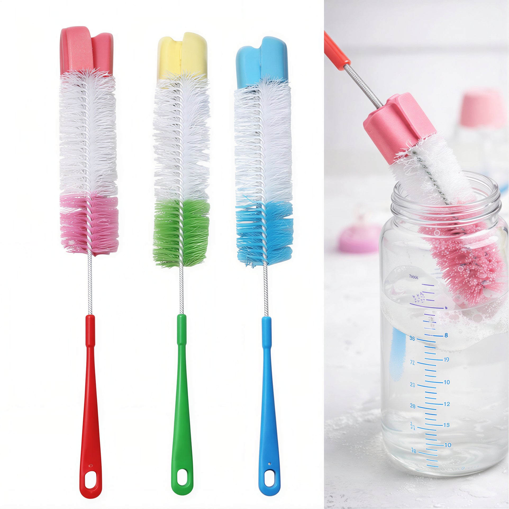 Perie Curățare 40cm pentru Sticle și Biberoane, cu Mâner Ergonomic Diferite Culori Engros