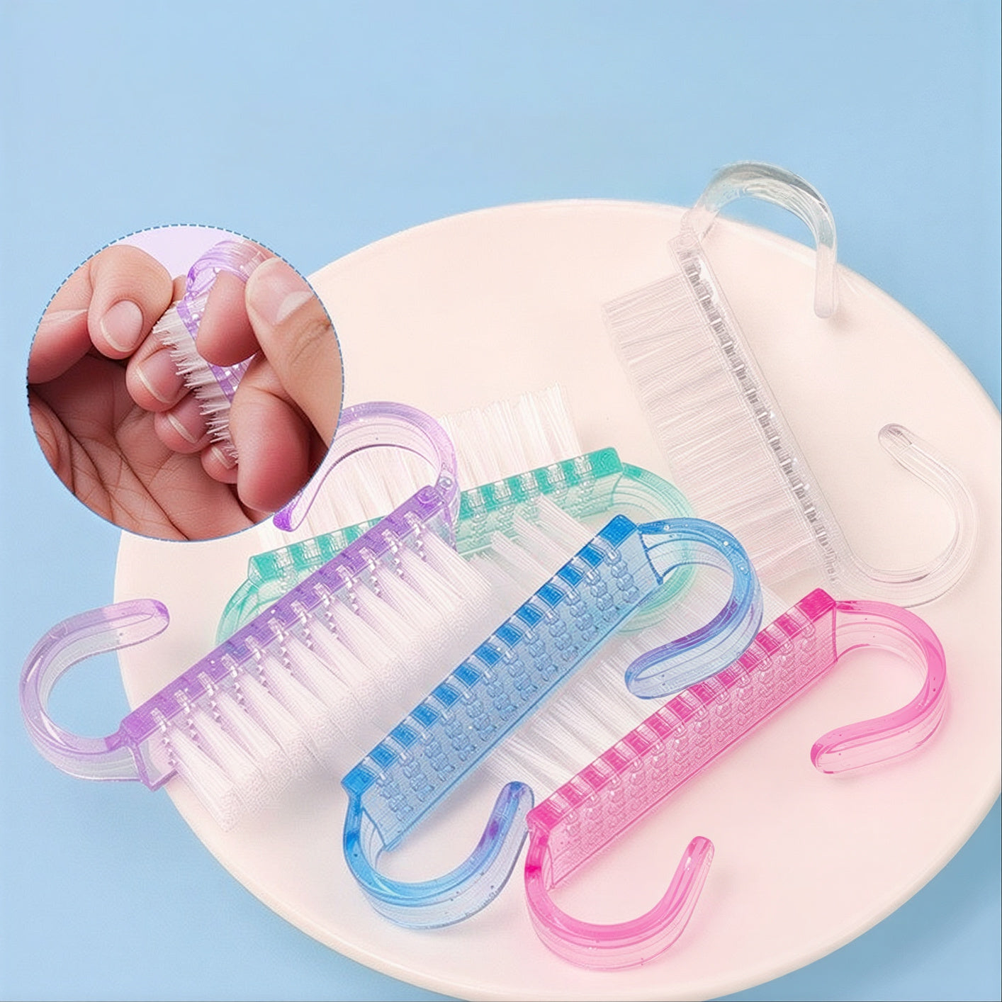 Perii pentru Unghii 12/set, de Curatare 7x2cm, Diferite Culori Engros