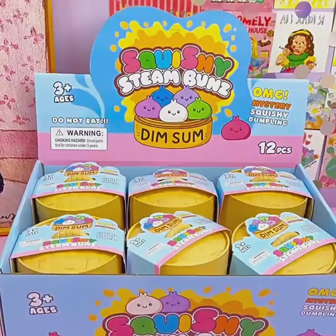 Jucarie Squishy Dumpling în Cutie Plastic 10cm, Antistres, Slow Rising, Elastică și Moale, Diferite Culori Engros