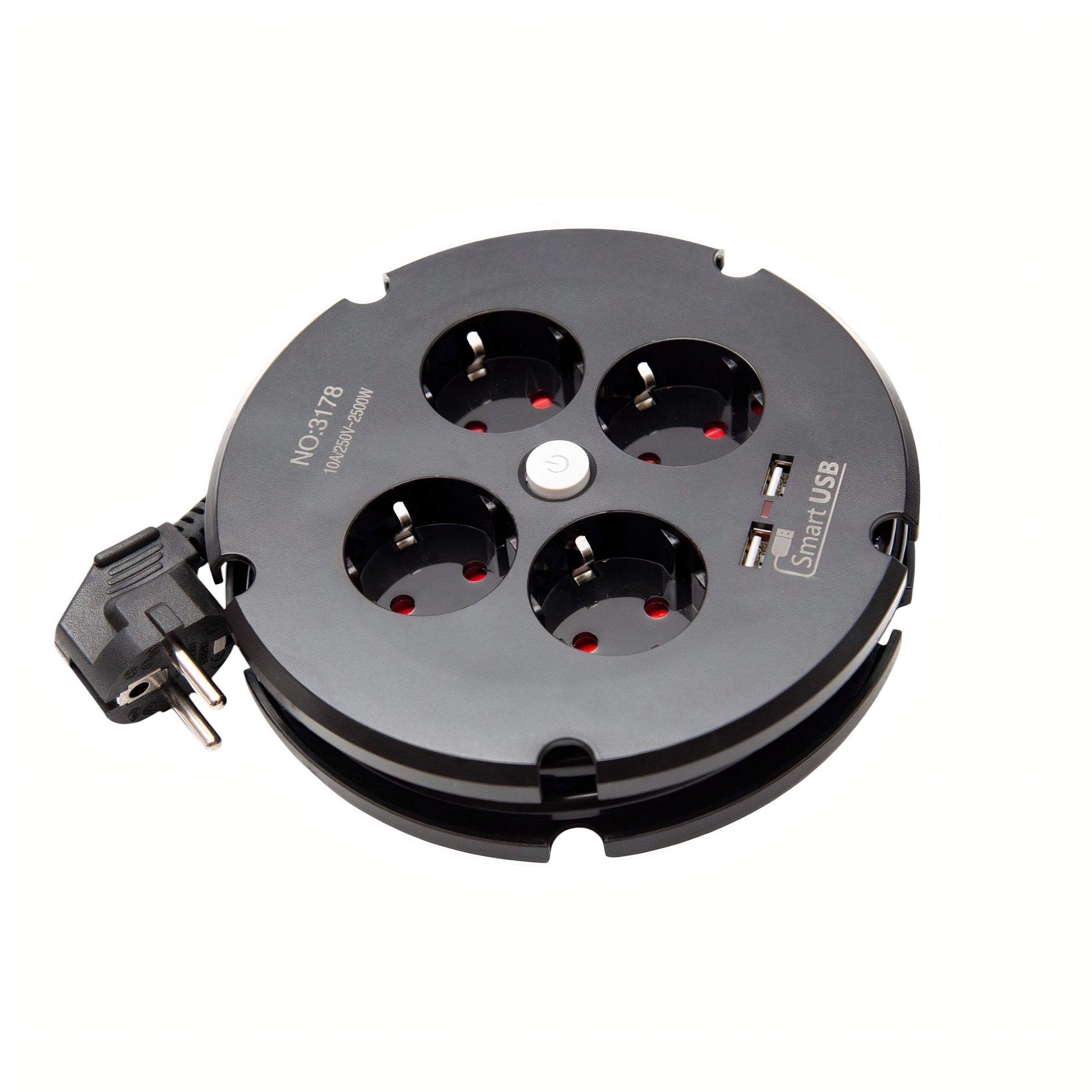 Prelungitor cu 4 Prize si 2 Porturi USB 2m Rotund Engros