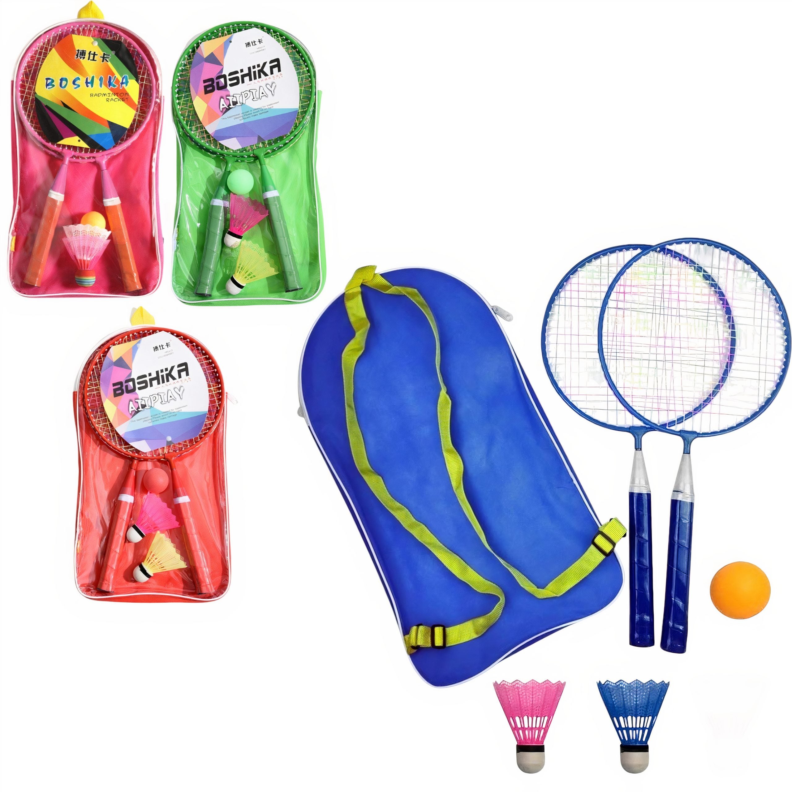 Palete Badminton 2/set cu 2 Fluturasi si o Minge 42cm, Diferite Culori Engros