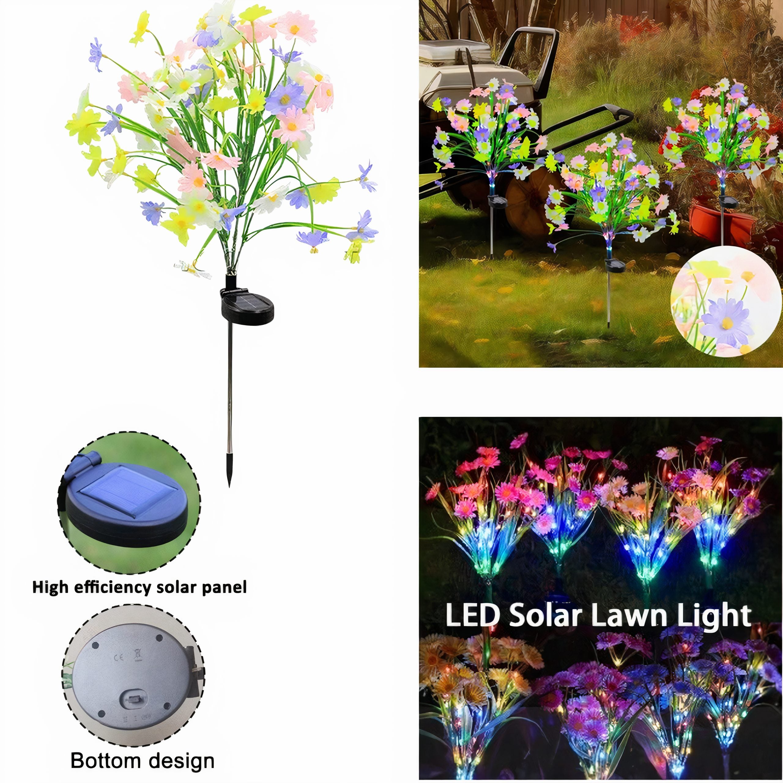 Lampa Solara Led 2/set Model Floricele, 80cm Multicolore Engros