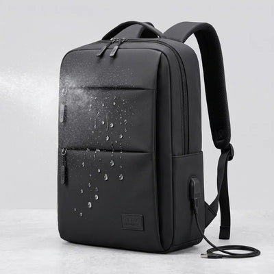 Ghiozdan cu 3 Fermoare 42×30×12cm, Port USB, Rucsac pentru Laptop, din Piele Ecologică, Engros