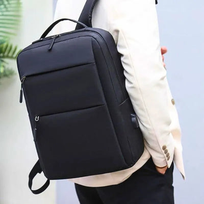 Ghiozdan cu 3 Fermoare 42×30×12cm, Port USB, Rucsac pentru Laptop, din Piele Ecologică, Engros