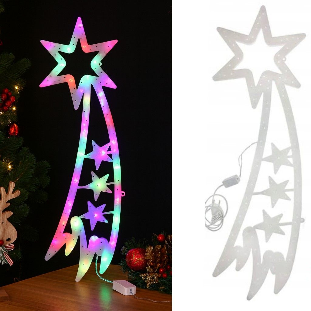 Decoratiune de Crăciun 70x30cm Stea Căzătoare cu Lumină LED Multicoloră, pentru Interior și Exterior Engros