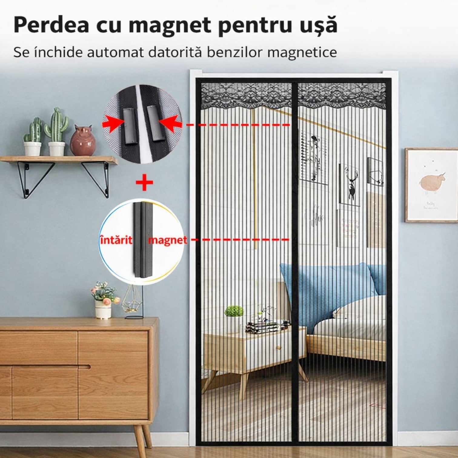 Plasa Tantari 100x210cm pentru Usa cu Magneti, Diferite Culori Engros