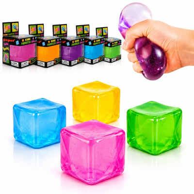 Cub Antistres Nee Doh Ice Cube 5x5cm, Jucărie Senzorială Squishy din Gel Elastic, Stretch & Squeeze Engros