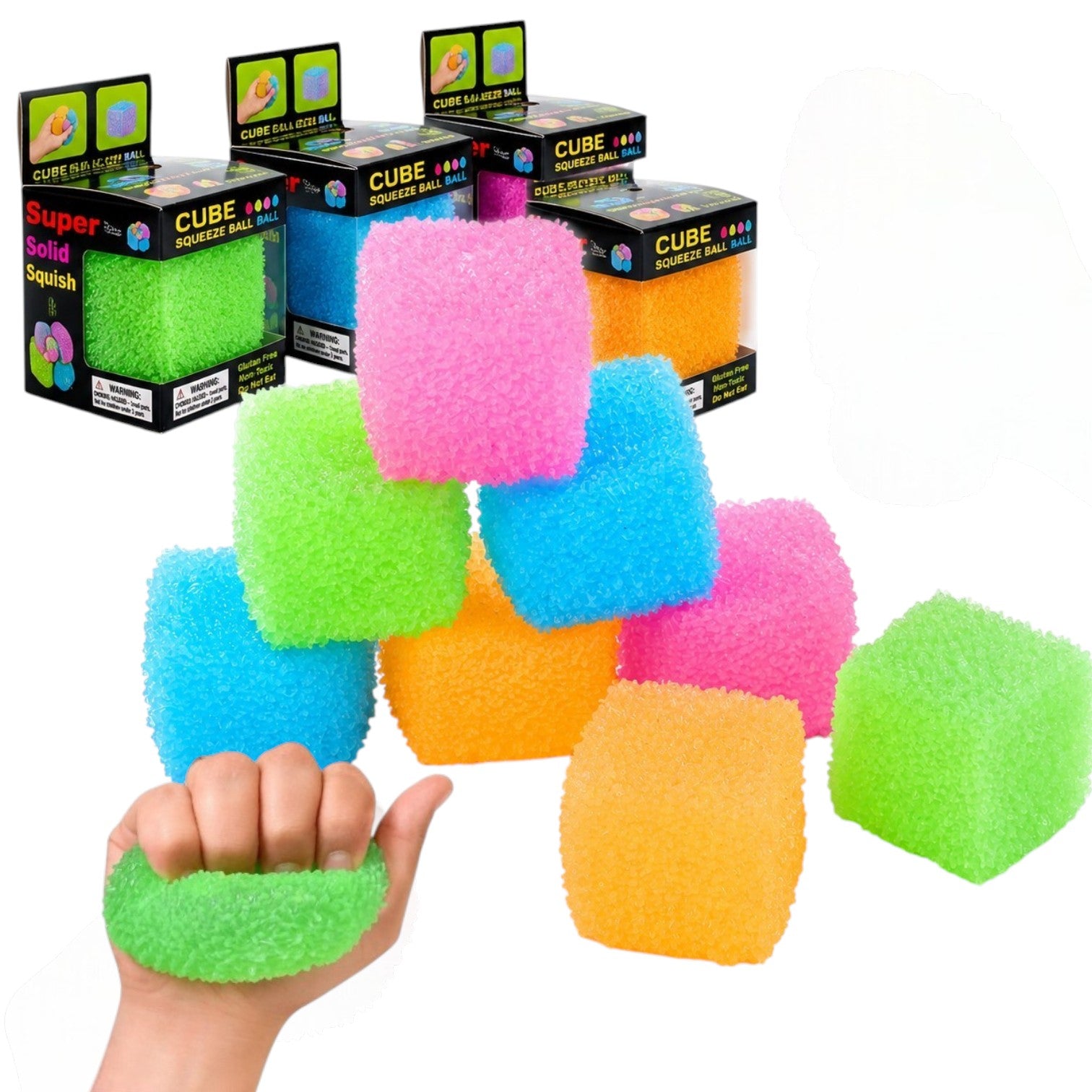 Cub Antistres, Nice Cube 5x5cm, Jucărie Senzorială Squishy din Gel Elastic, cu Textură Crystal Stretch & Squeeze Engros