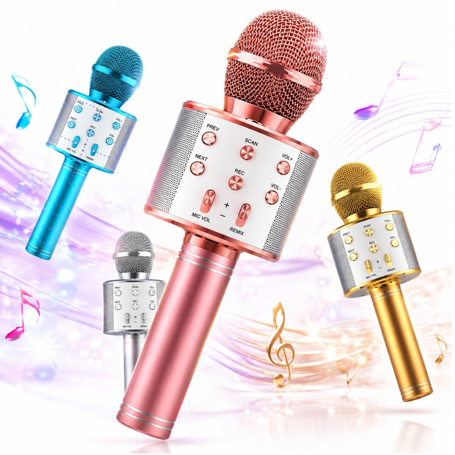 Microfon Wireless cu Boxa 20cm Bluetooth si Radio, pentru Karaoke Diferite Culori Engros