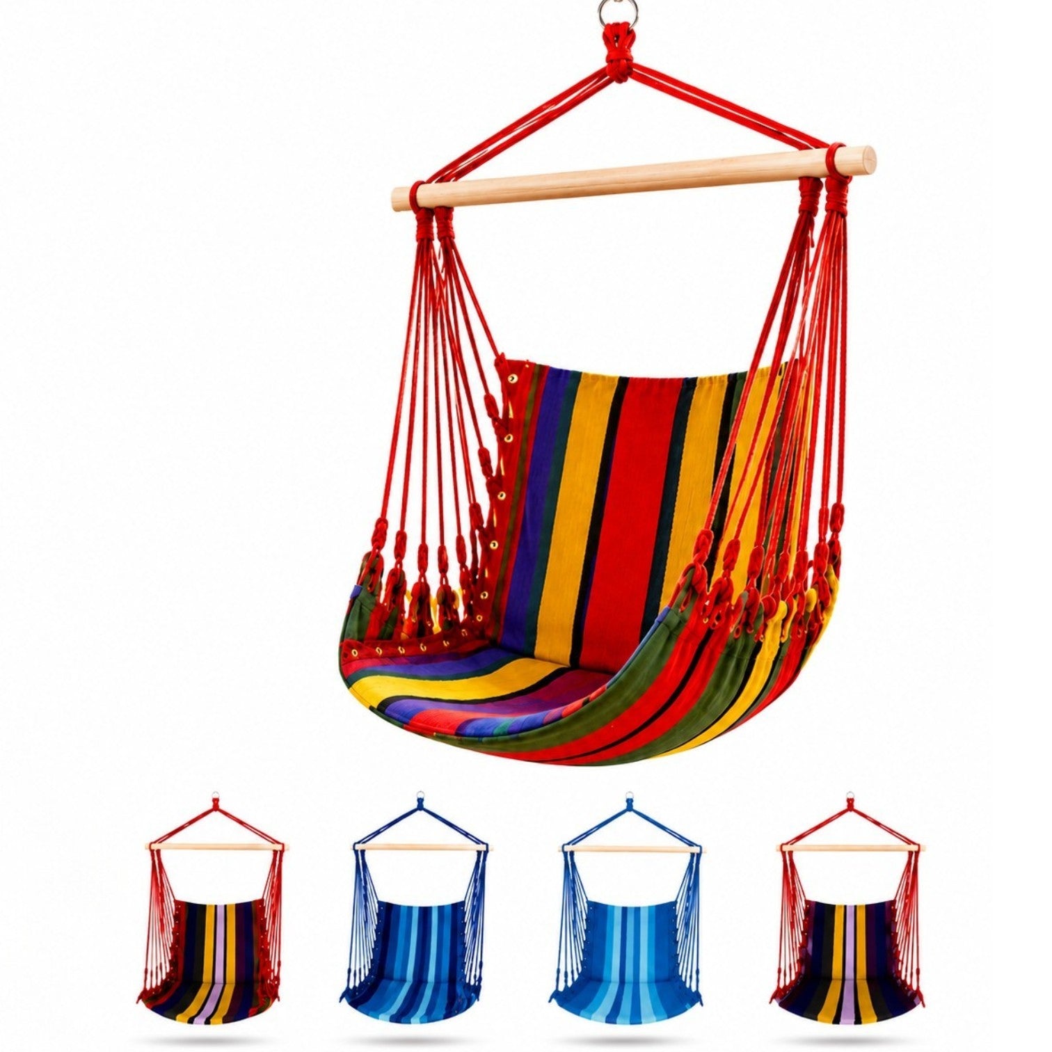 Hamac Scaun din Bumbac 100x50cm, cu Sustinere cu Bare de Lemn Diferite Culori Engros