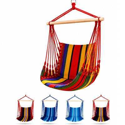 Hamac Scaun din Bumbac 100x50cm, cu Sustinere cu Bare de Lemn Diferite Culori Engros