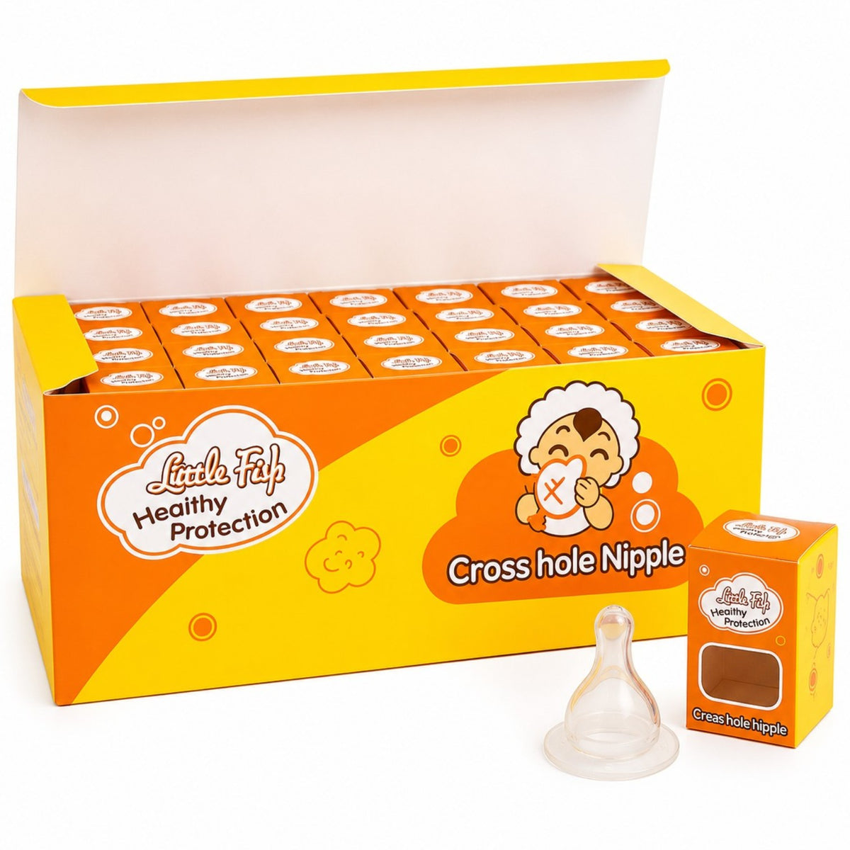 Tetină pentru Biberon 48/set din Silicon, Transparent Cutie Individuală Engros