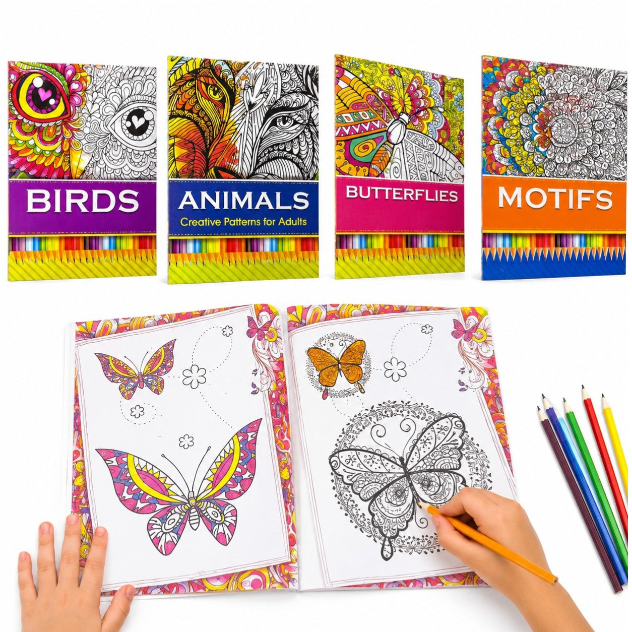 Cărți de Colorat 12/set Modele Creative 29x21cm, pentru Relaxare și Antistres A4 Diferite Modele Engros