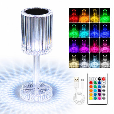 Lampa Transparenta 24cm cu LED, Model Cristal cu Acumulator, Incarcare USB si Telecomanda Engros