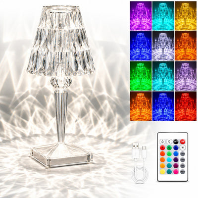 Lampa Transparenta 26cm cu LED, Model Cristal cu Acumulator, Incarcare USB si Telecomanda Engros