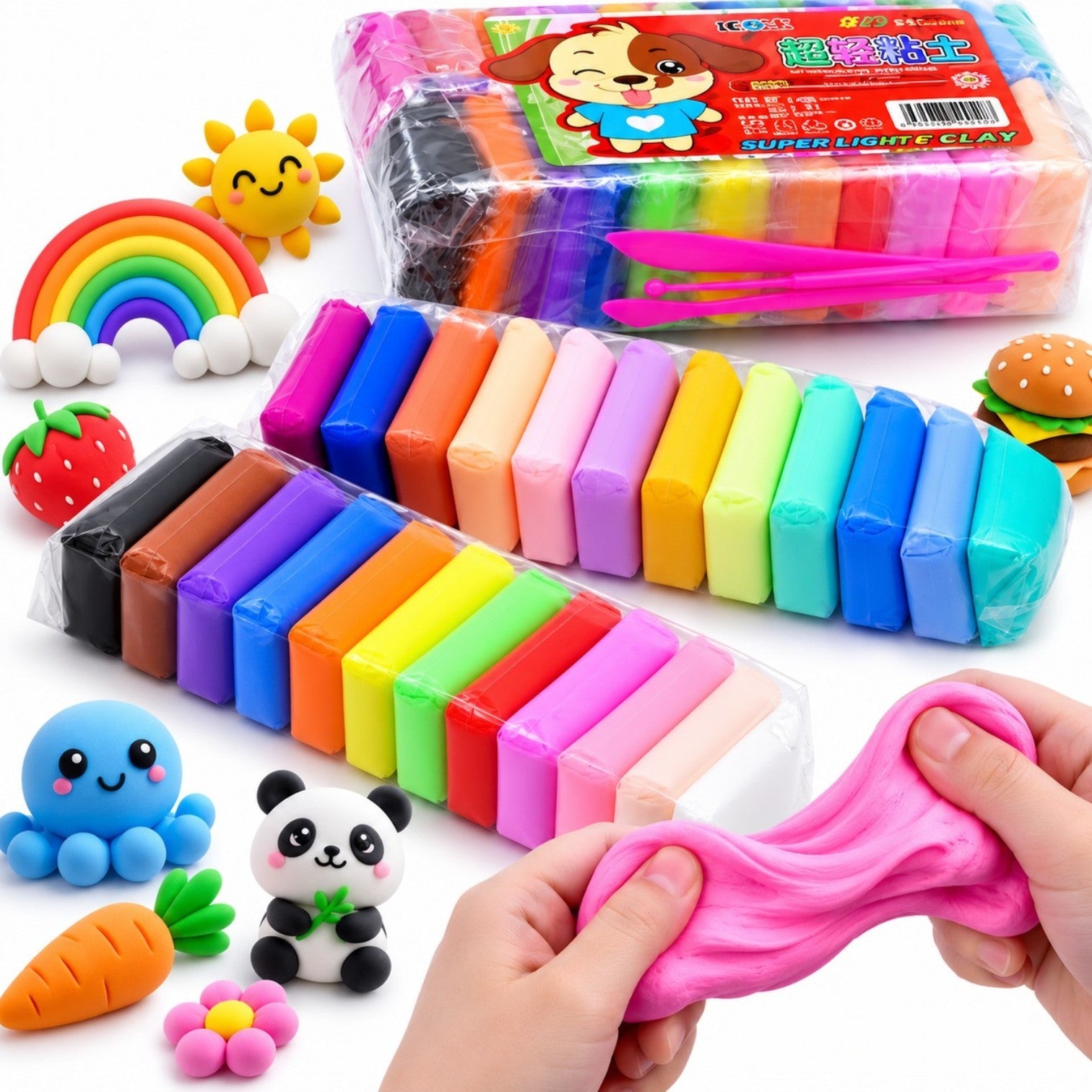 Plastelina Inteligenta, Usor de Modelat 90-100g Spuma 12/set Engros