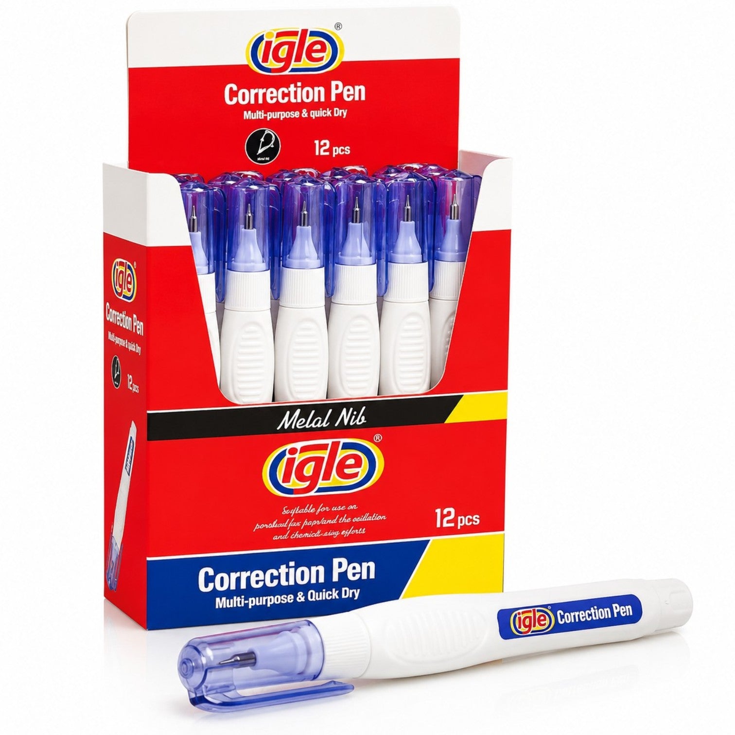 Corector Tip Pix 7ml cu Vârf Metalic, Uscare Rapidă, 12/set Engros