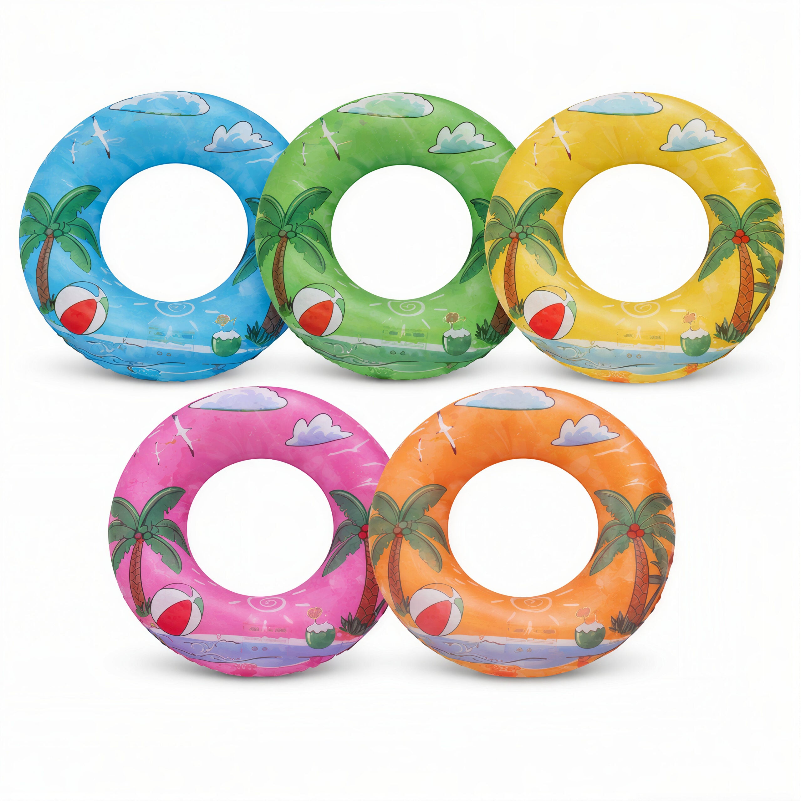 Colac Gonflabil Copii 90cm, Model Tropical cu Palmieri, Diferite Culori Engros