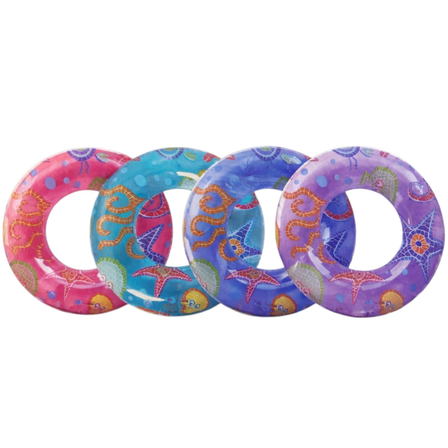 Colac Gonflabil Copii 80cm, Model Ocean cu Stele de Mare și Scoici 10/set, Diferite Culori Engros