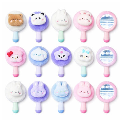 Oglindă pentru Copii cu Mâner, Invelită în Pluș cu Animăluțe Diferite Culori Engros