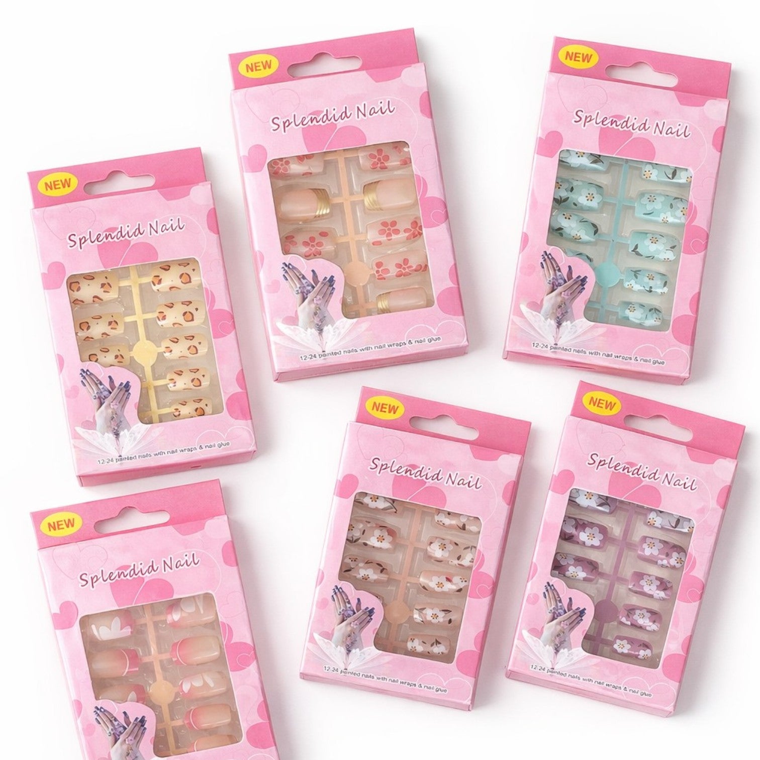 Unghii False 12/set, Aplicare Rapidă cu Bandă Adezivă, Diferite Modele Engros