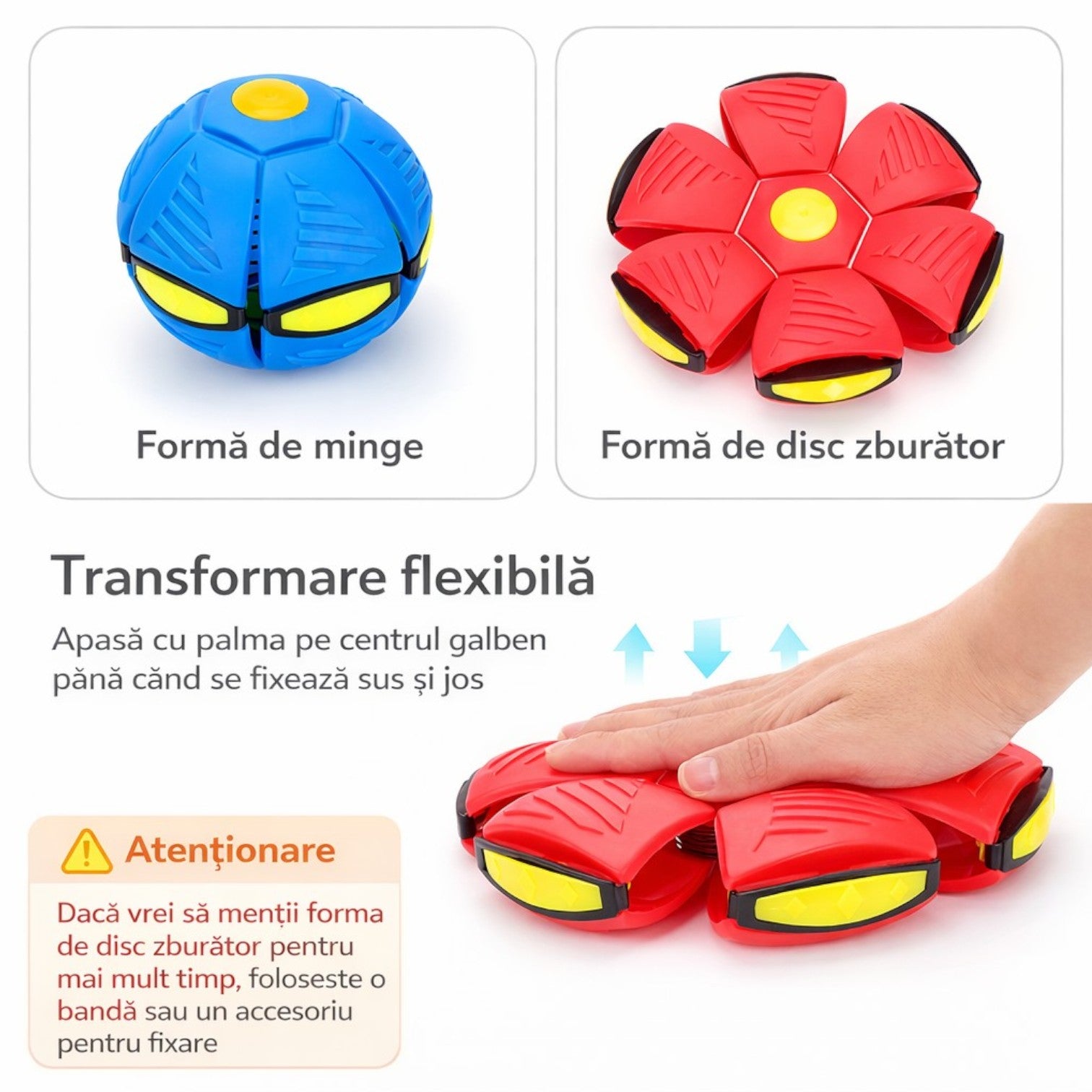 Minge Transformabilă în Disc Frisbee, cu LED Multicolor, 14-22.5cm Diferite Culori Engros