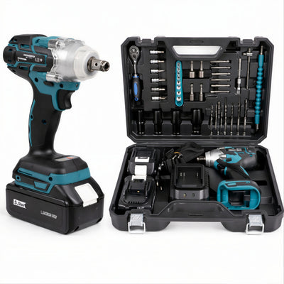 Cheie De Impact si Insurubat 380 Nm, cu 30 Accesorii Incluse si 2 Acumulatori 48V, Trusa Inclusa Engros