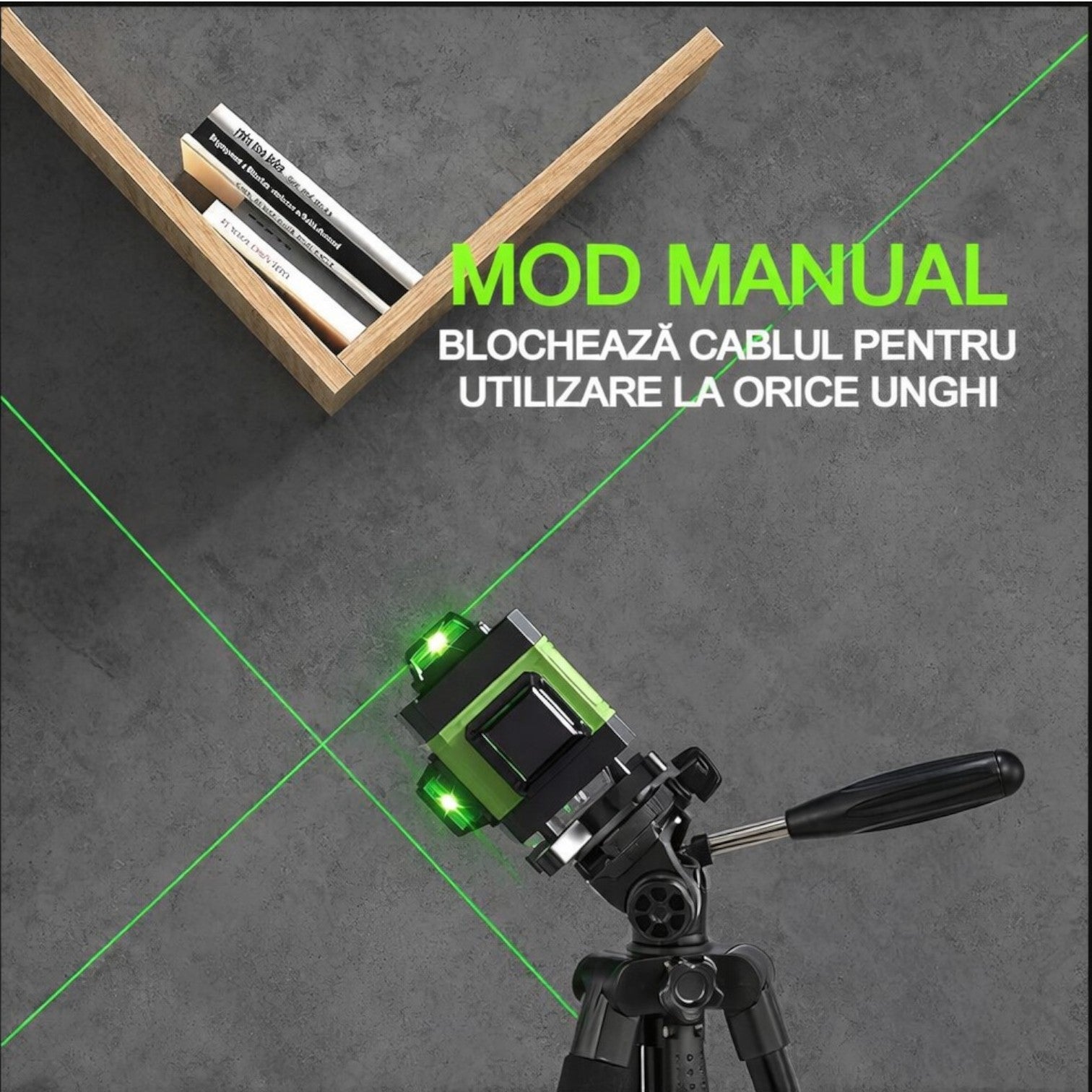 Nivela Laser 4D cu 16 Linii, Autonivelare, Telecomandă, Lumină Verde, Platformă de Ridicare și Trepied 150cm Engros