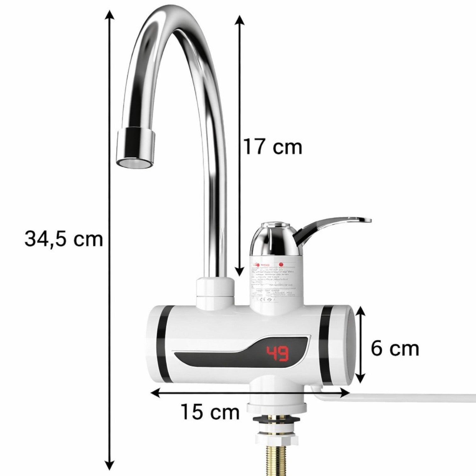Robinet Electric Instant 34cm, cu Afișaj LCD, Încălzire Rapidă 3500W Engros