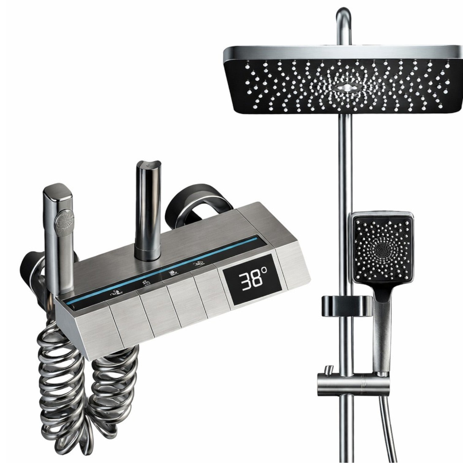 Set Duș Smart cu Afișaj LED și Control Termostatic, 4 Moduri de Pulverizare, Tehnologie cu Aer Engros