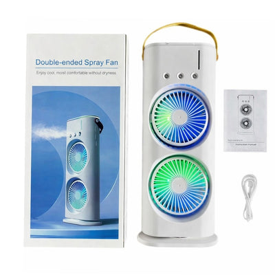 Ventilator Portabil cu Pulverizare Apă 37x16 cm, Răcire cu Gheață, Baterie Reîncărcabilă USB, cu Mâner Iluminare LED Multicolor Engros
