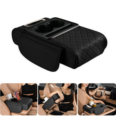 Cotieră Auto Universală 34x19x7.5cm, Organizator Multifuncțional cu Suport 2 Pahare, Șervețele și Depozitare Diferite Culori Engros