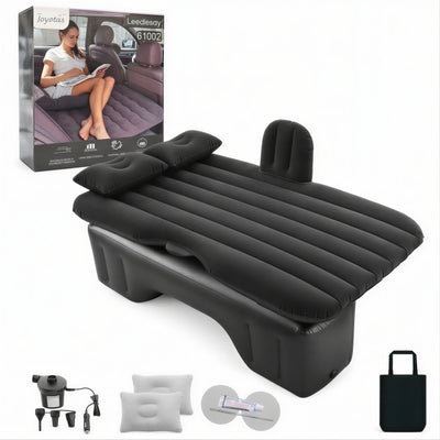 Saltea Gonflabilă Auto pentru Banchetă Spate 135x85x38cm, cu Pompa Electrică 12V, 2 Perne, Kit Reparație și Geantă Transport Diferite Culori Engros