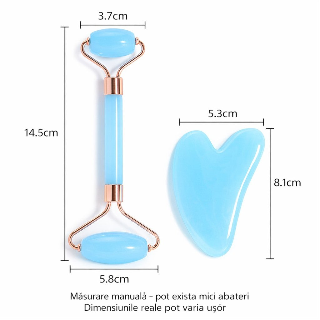 Rolă Facială și Gua Sha, pentru Masaj Facial, 14.5cm Diferite Culori Engros