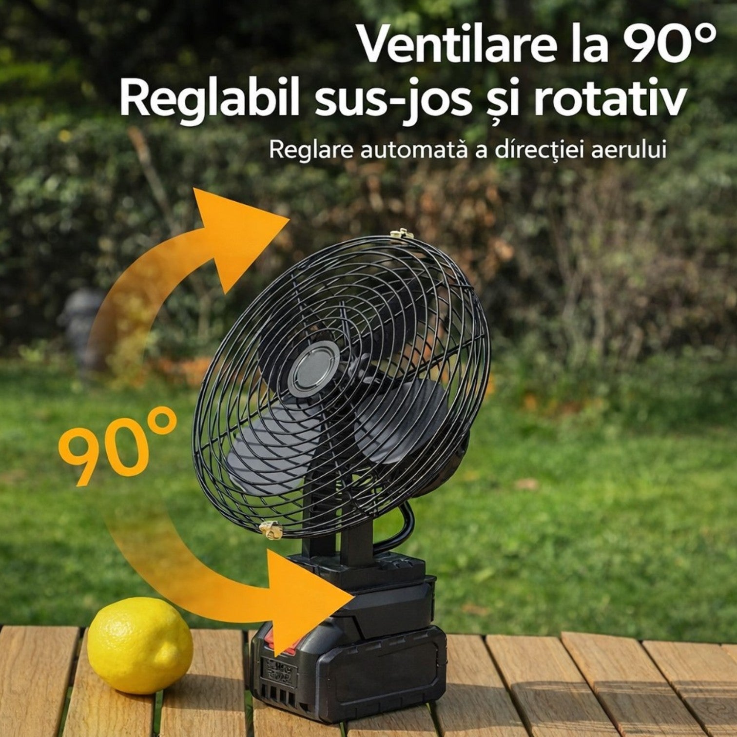 Ventilator Portabil cu 2 Acumulatoare 48V 30cm, cu Încărcător Inclus, Flux de Aer Puternic Engros