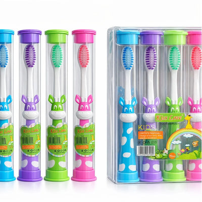 Periuță de Dinți 12/set, cu Capac Protector din Plastic, 15cm, pentru Copii, Diferite Culori Engros