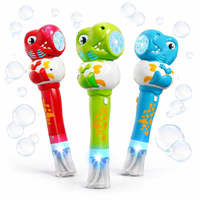 Pistol Automat cu LED 32cm cu Baloane de Sapun, din Plastic Model Dinozaur Diferite Culori Engros