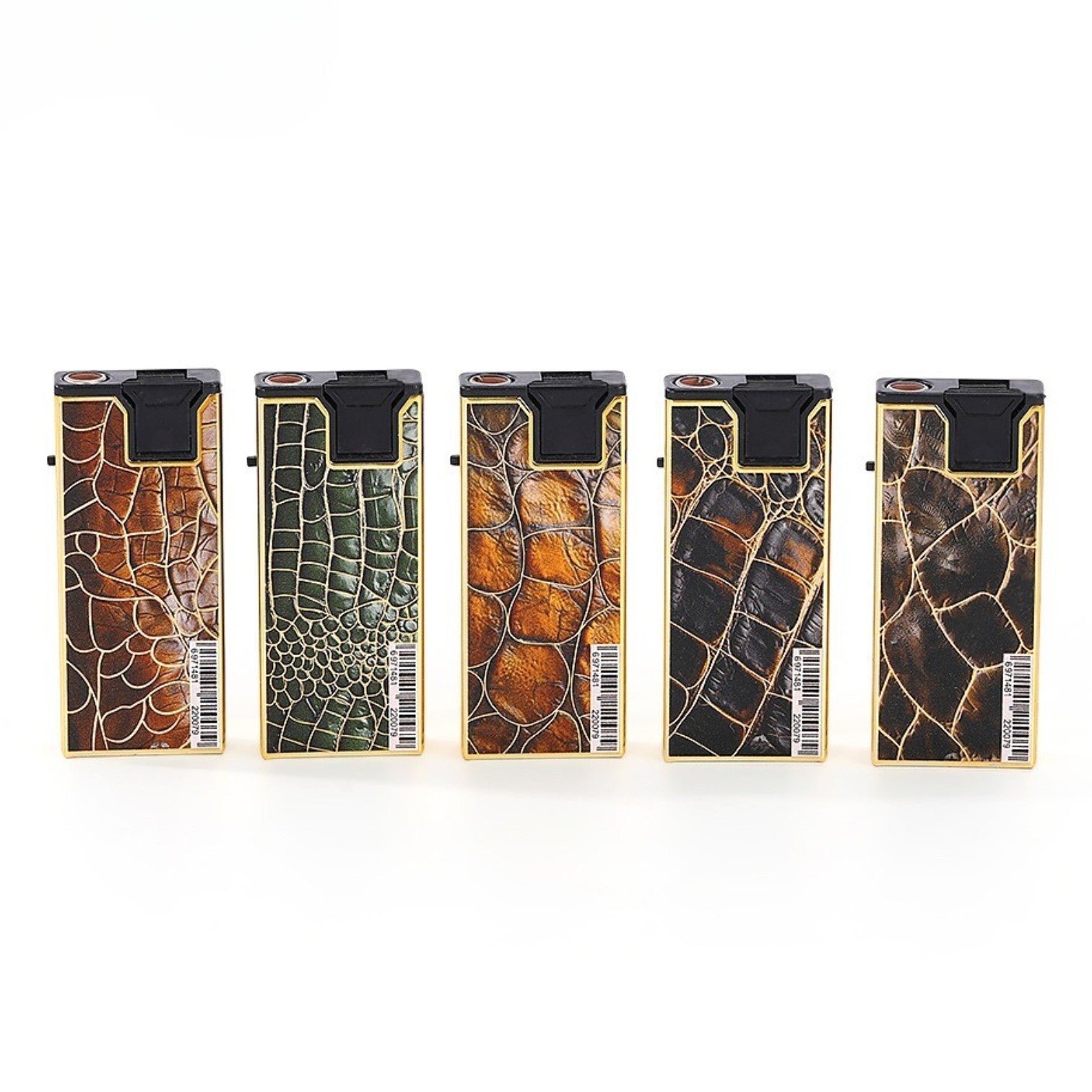 Brichete Metalice Antivânt 25/set Flacără Albastra 6.5cm, Model Piele de Crocodil Diferite Culori Engros