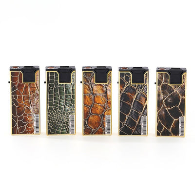 Brichete Metalice Antivânt 25/set Flacără Albastra 6.5cm, Model Piele de Crocodil Diferite Culori Engros