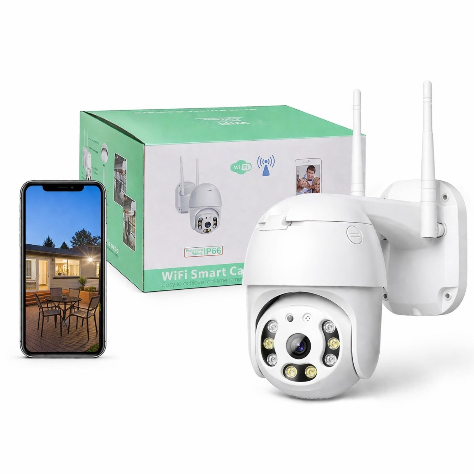 Cameră Supraveghere Wi-Fi 16.7cm, Rotire 360° cu o Singură Unitate de Supraveghere, Vedere Nocturnă LED, Audio Bidirecțional, Detectare Mișcare, Suport Card MicroSD, Antene Duale, Control prin Telefon Engros
