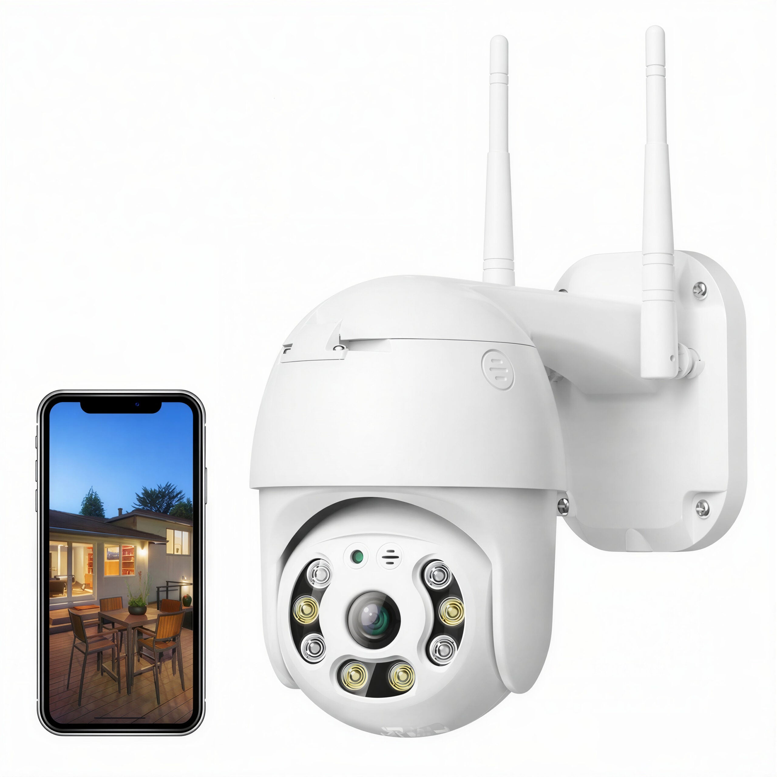 Cameră Supraveghere Wi-Fi 16.7cm, Rotire 360° cu o Singură Unitate de Supraveghere, Vedere Nocturnă LED, Audio Bidirecțional, Detectare Mișcare, Suport Card MicroSD, Antene Duale, Control prin Telefon Engros