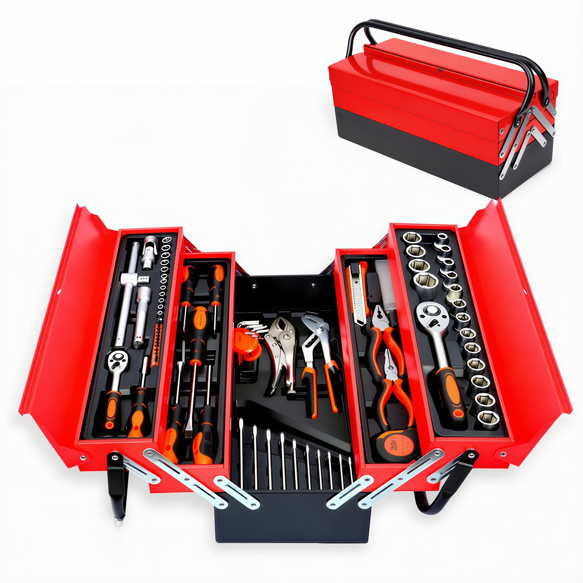 Trusa Profesionala 47x20x21.5cm, cu 4 sertare, 85 piese metalice Engros