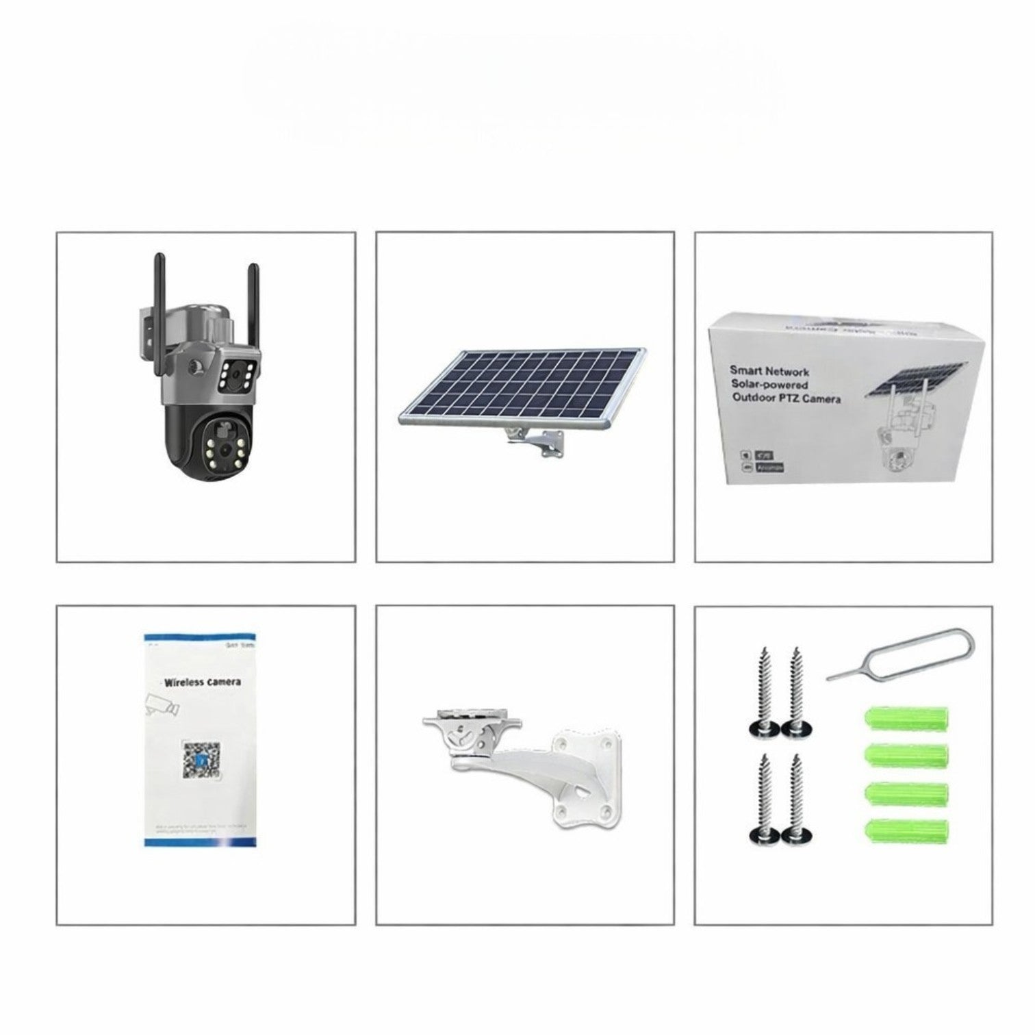 Cameră de Supraveghere 2 in 1, cu Vedere Dublă, WiFi, Panou Solar, Baterie 10800mAh, 6MP, Detectare Mișcare, Vedere Nocturnă, Comunicare Bidirecțională, Exterior IP66 Engros