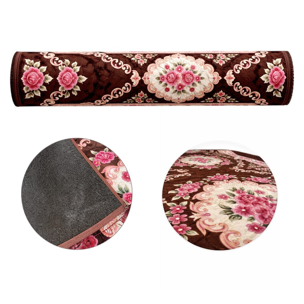Covor Clasic Floral 200x300cm, Model Elegant cu Trandafiri, Material Pufos și Gros, Bază Antiderapantă Engros
