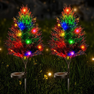Lampă Solară LED 2/set pentru Grădină, 79cm, Model Tufiș Decorativ Multicolor, Iluminare RGB, Panou Solar Integrat, Rezistentă la Apă Engros