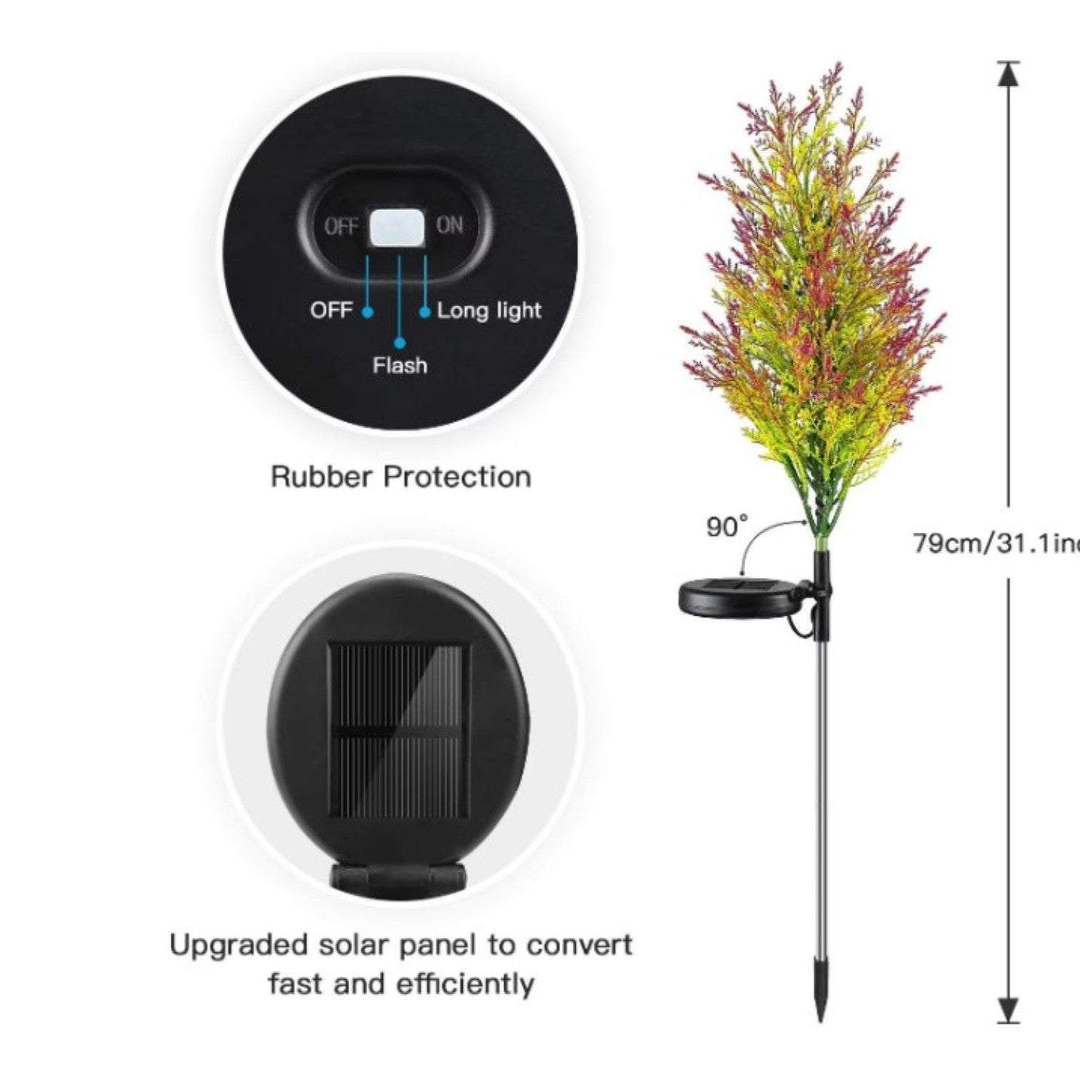 Lampă Solară LED 2/set pentru Grădină, 79cm, Model Tufiș Decorativ Multicolor, Iluminare RGB, Panou Solar Integrat, Rezistentă la Apă Engros