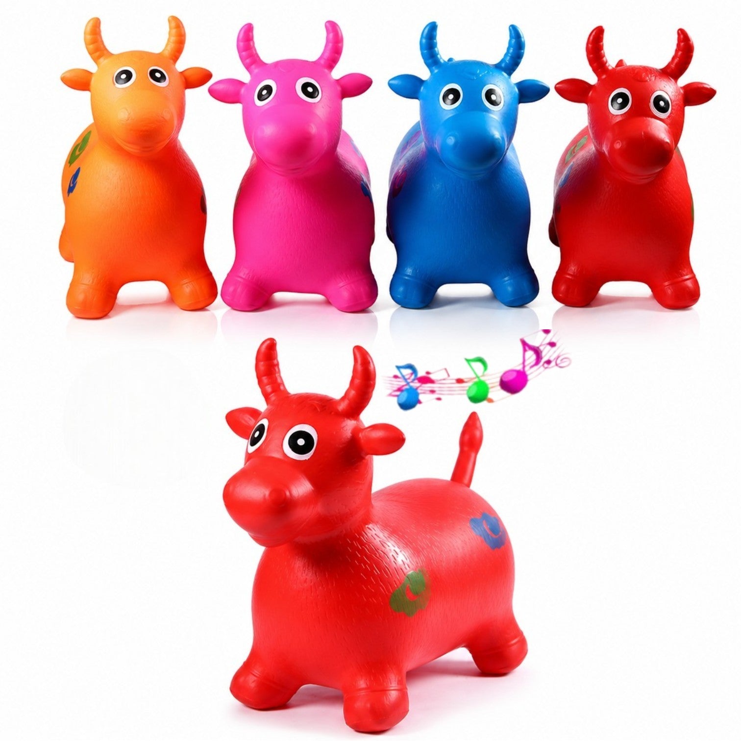 Animalut Gonflabil pentru Sărit 50×40×25cm, din Cauciuc, Model Văcuță, cu Sunete Muzicale, pentru Copii, Diferite Culori Engros