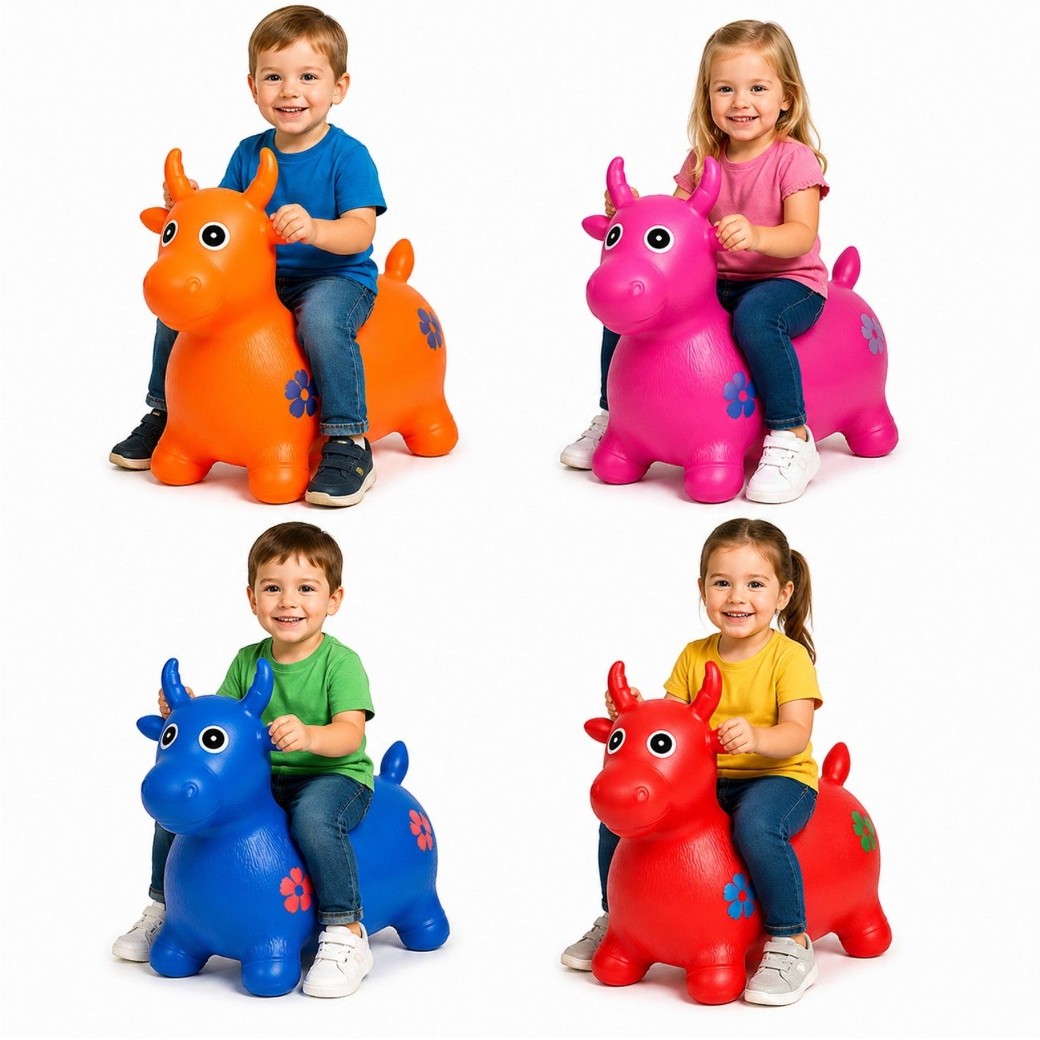 Animalut Gonflabil pentru Sărit 50×40×25cm, din Cauciuc, Model Văcuță, cu Sunete Muzicale, pentru Copii, Diferite Culori Engros